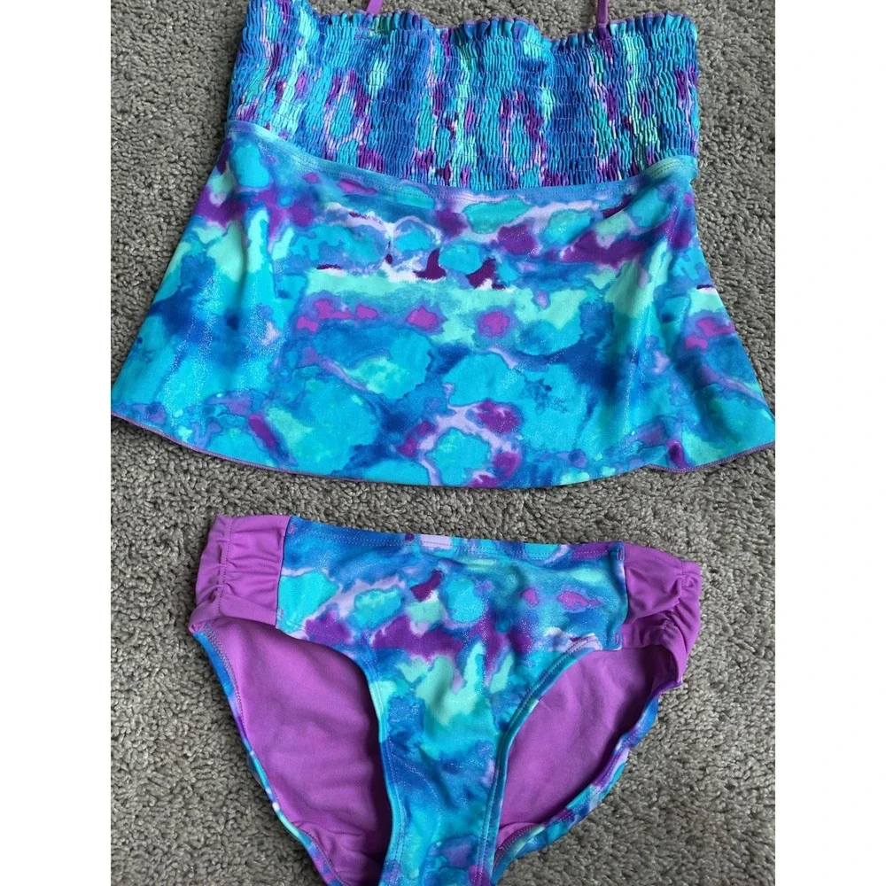 Justice Girls Tankini Swimsuit  2 Piece Size 10